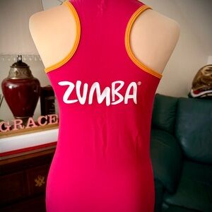 Zumba Fitness Vibrant Pink Tank Top with Orange Trim